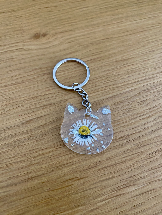 Porte clé chat - pâquerette