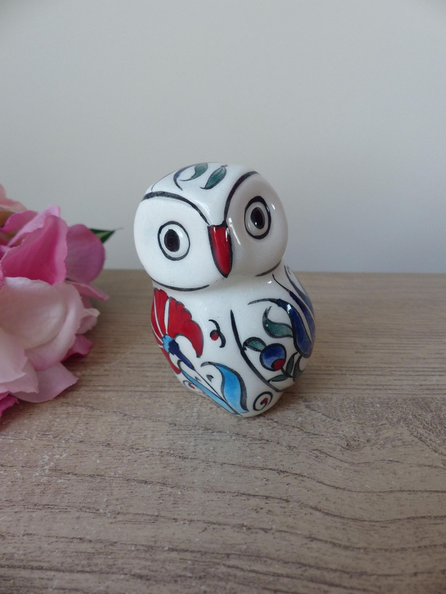 Figurine chouette en céramique – Art folklorique mexicain peint à la main – Protectrice du foyer – Décoration intérieure vintage