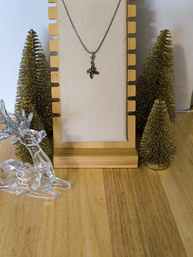 Fleur en Argent 925 avec inclusion Ambre