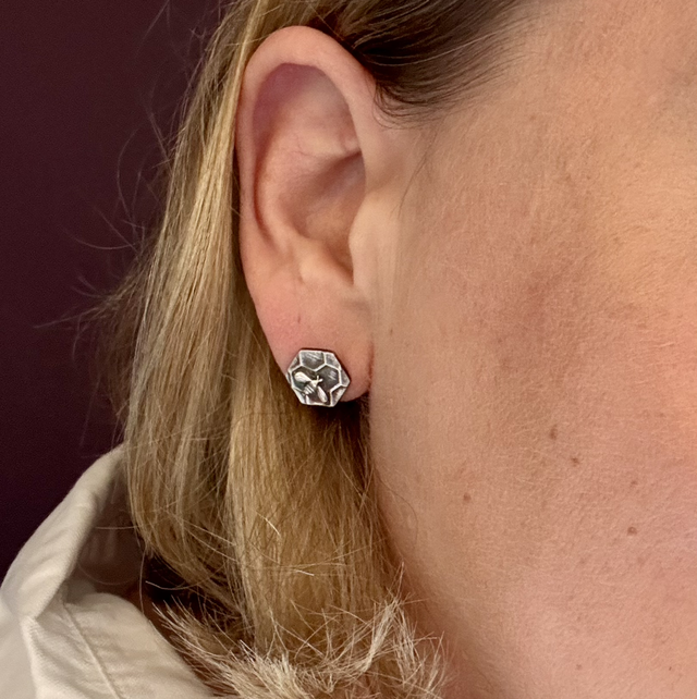 Oxidised Silver Manchester Worker Bee Studs