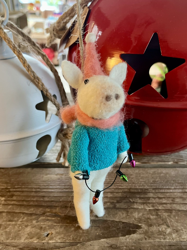 Felt Donkey with Lights Hanging Decoration