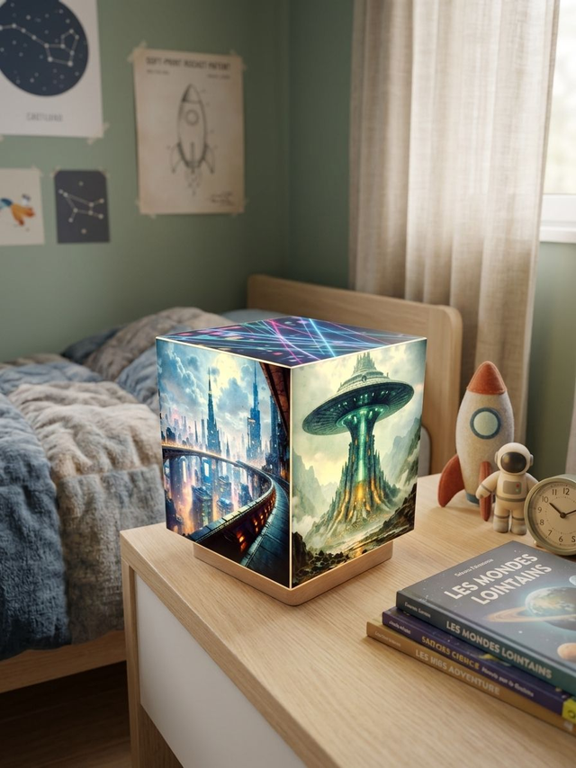 Lampe d'ambiance en cire 12x12cm- "Cyberpunk"