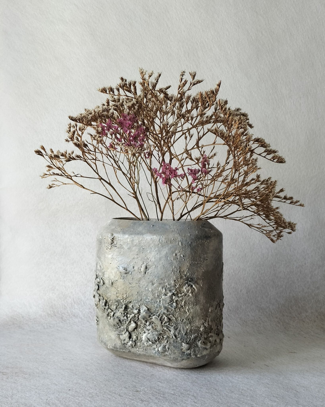 Vase Spuma - gris clair et bleu