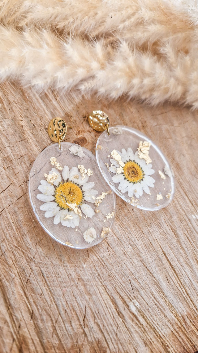Boucles d'oreilles "Palets marguerites" / Modèle unique 