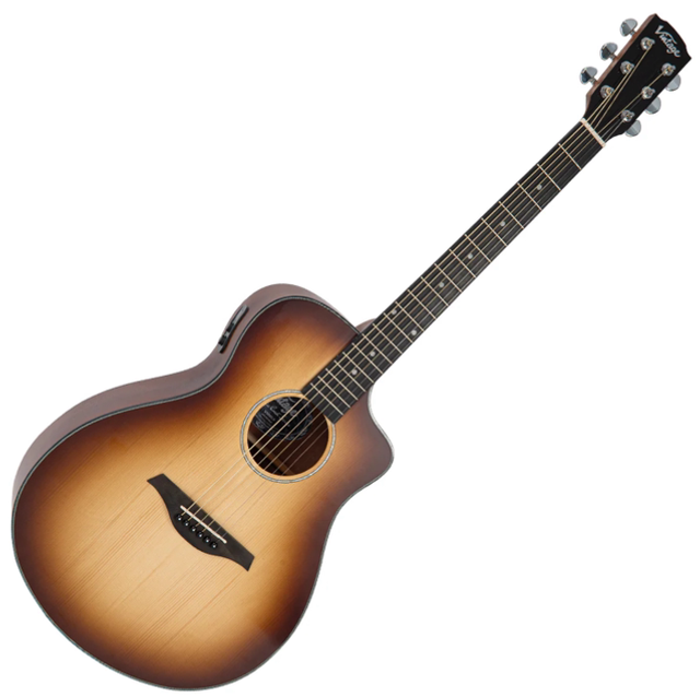 Vintage Pacific Coast Series Electro-Acoustic Guitar ~ Cappuchino Burst