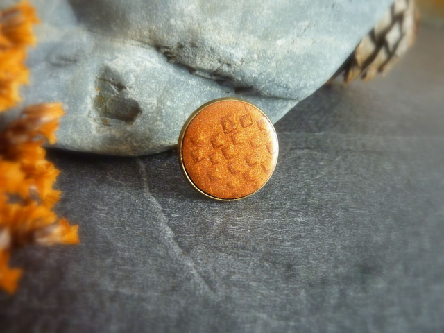 Bague ronde - Carrés de bronze