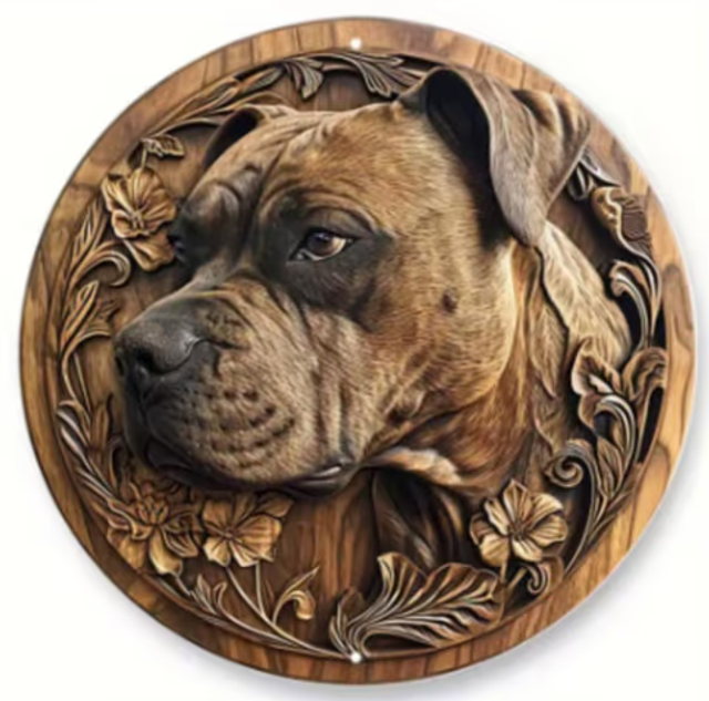 Wanddecoratie metalen bord Staffordshire Terrier 20cm