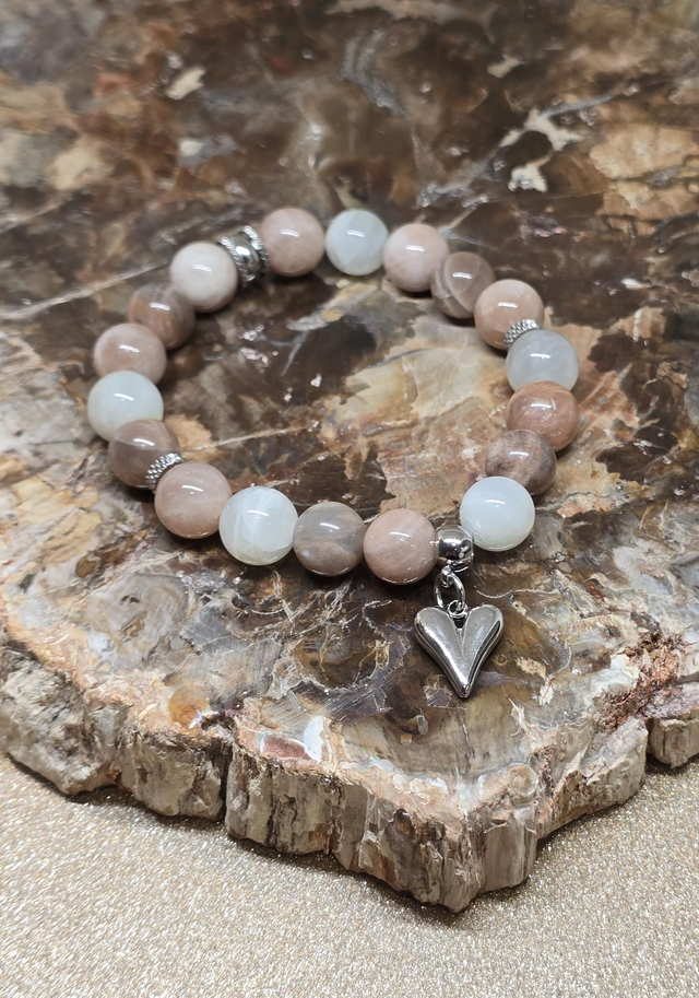 Bracelet Pierre de lune multicolore en 1 cm 