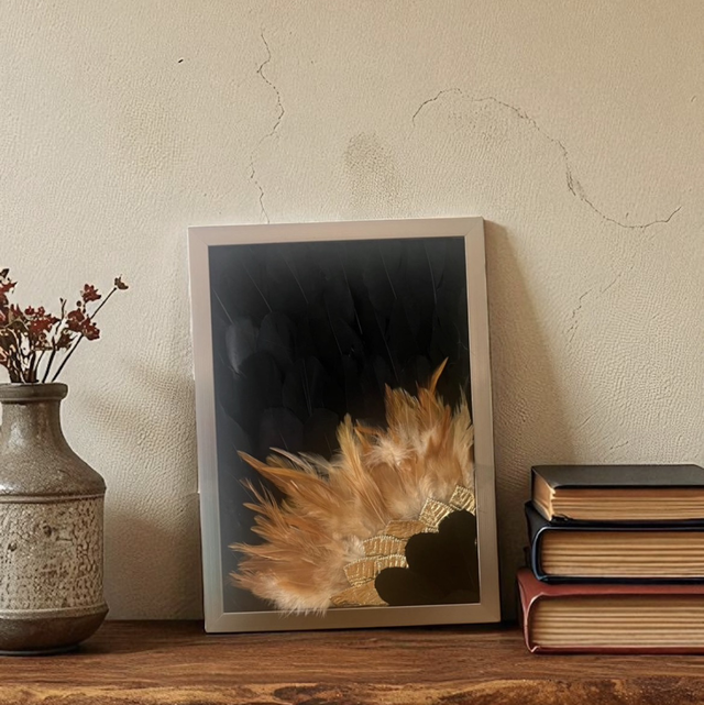 Cadre Jujuhat plumes noires et marrons soldé 