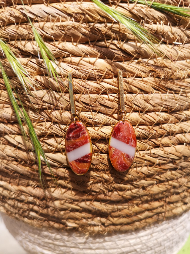 Collection Marbre Alizarine - Boucles d&#039;oreilles Bethanie 