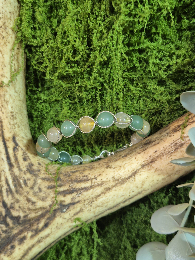 Lumière des Racines – Aventurine & Jade Jaune – Collection Tissage Sacré