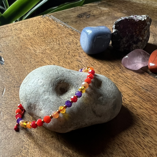 Bracelet réglage patchwork rouge orange …