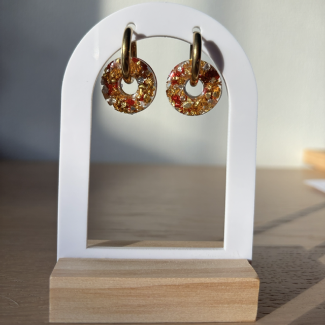 Pampilles pierre rouge et dorée 