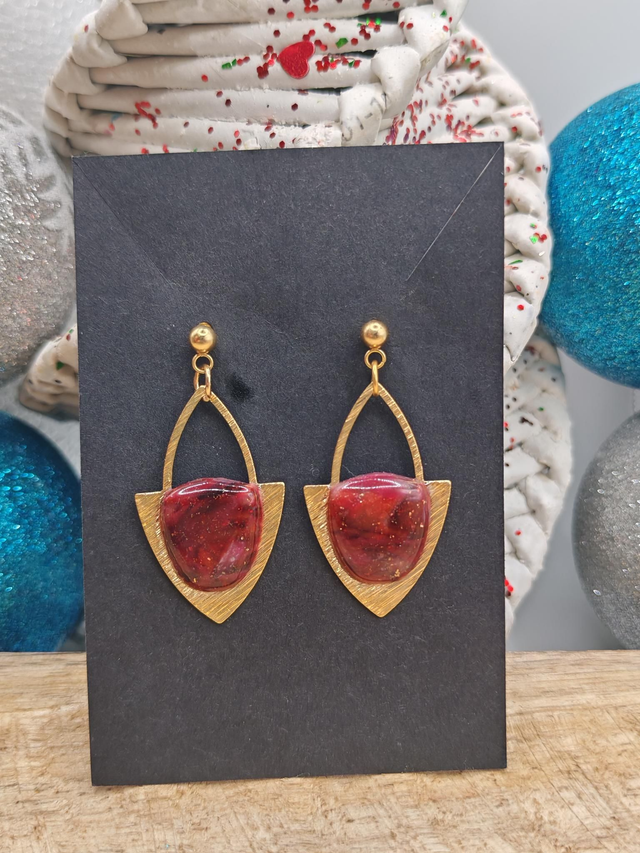 Boucles uniques marbrées Rouge Noir