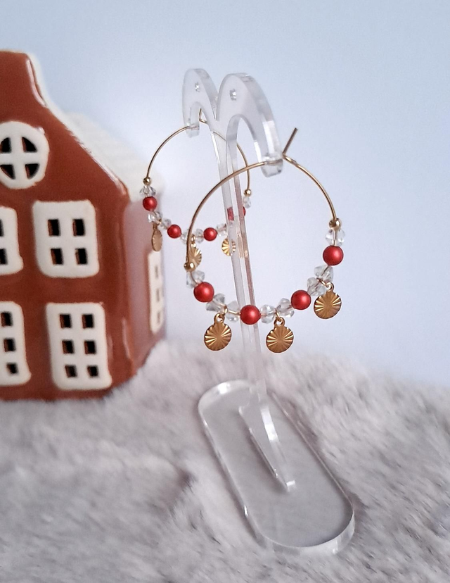 Créoles dorées et rouge