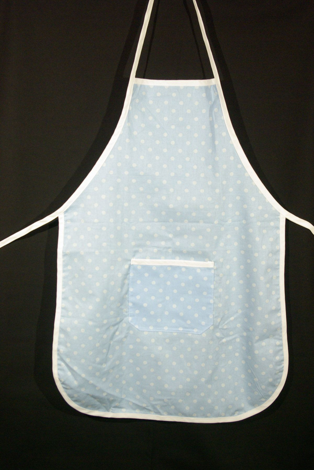 957-Tablier enfant bleu à pois