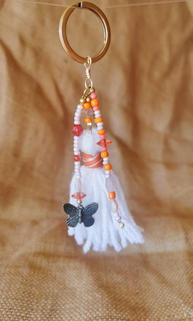 Porte-clé orange & blanc