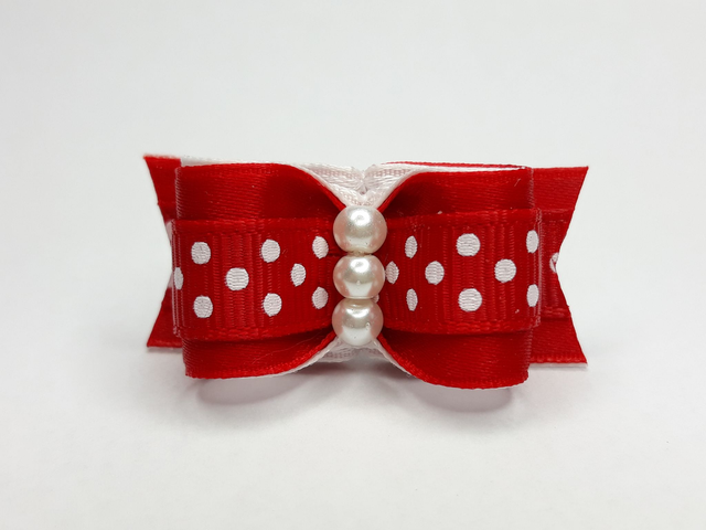 Noeud pour chien fantaisie rouge blanc à pois