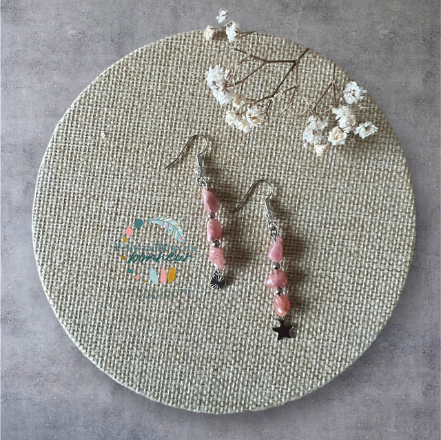 Boucles d’oreilles Rhodochrosite – Énergie d’amour et de calme
