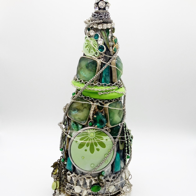 Large Xmas Jewelled Christmas Tree Green  Unique Handmade Decoration