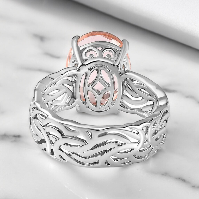 Natural Brazilian Morganite Sterling Silver Ring.