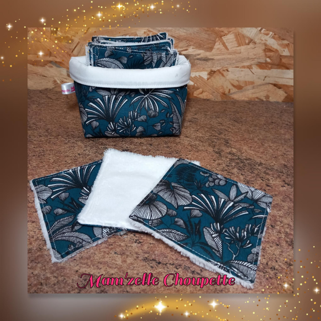 Lot de 12 lingettes avec panière assortie 