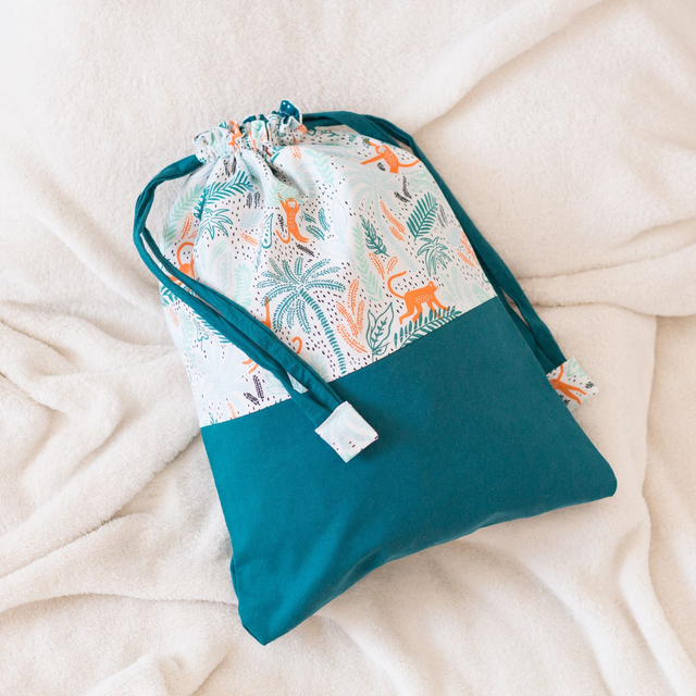 Pochon Bicolore Vert canard / Singes