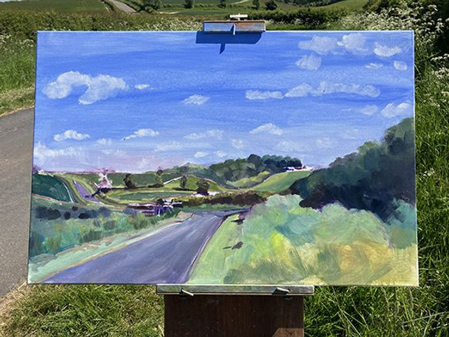 Holmedale Junction. 3x2 feet plein air painting.