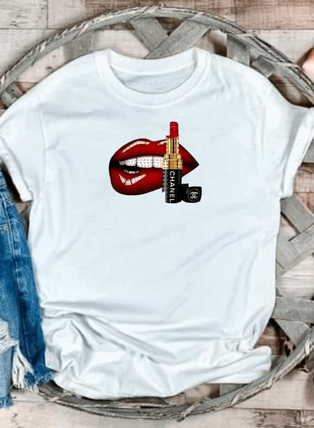 Ladies Lipstick T Shirt