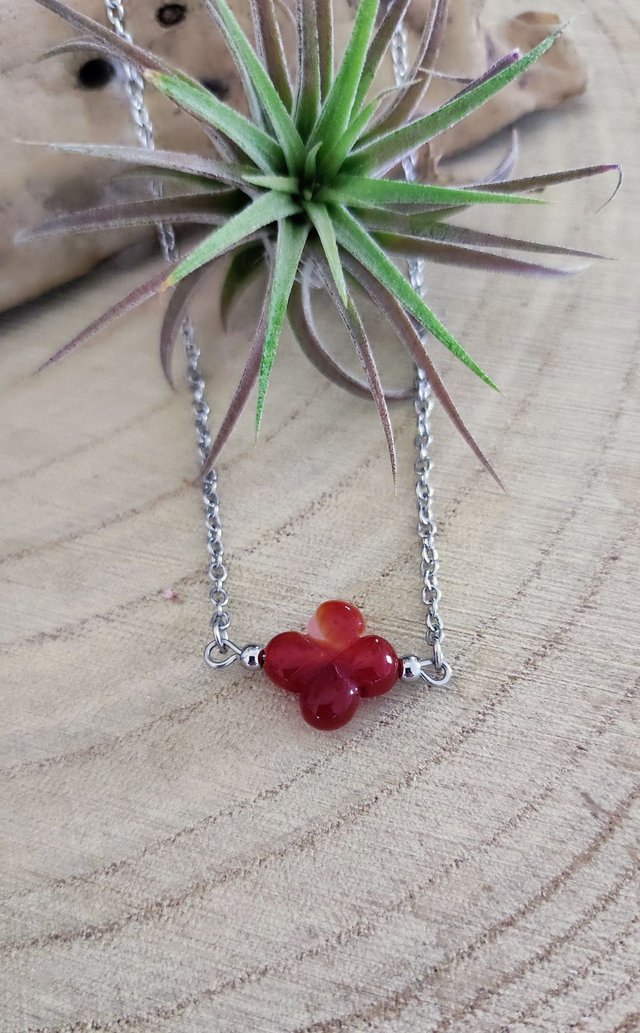 Collier Trèfle Cornaline