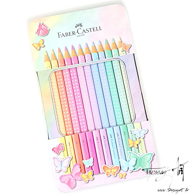 FABER CASTELL - 12 CRAYONS DE COULEURS PASTEL BOITE METAL - FB011