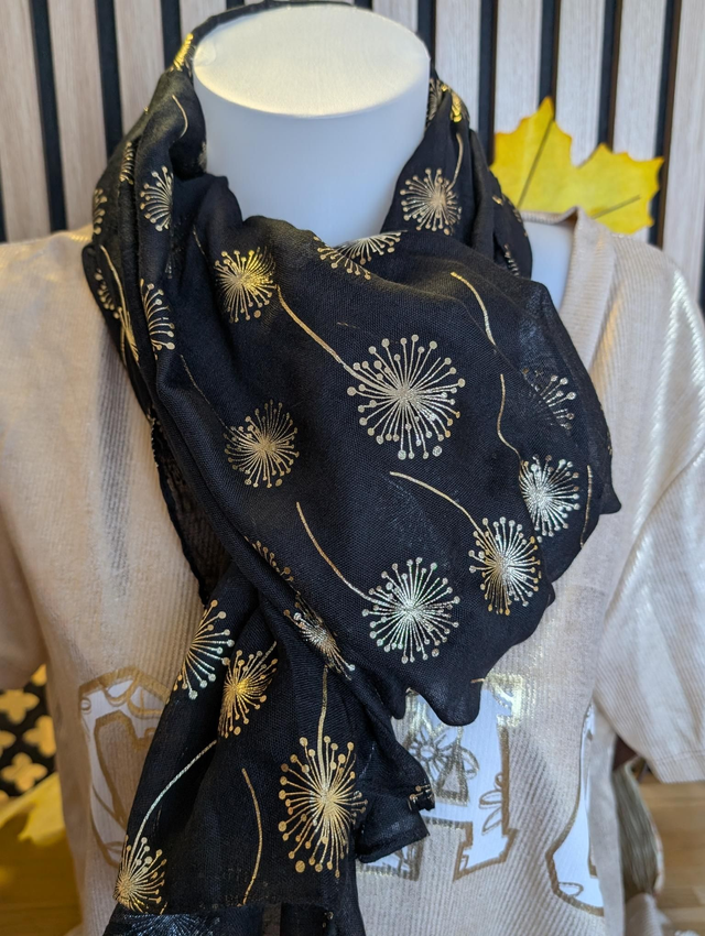 Foulard pissenlit noir