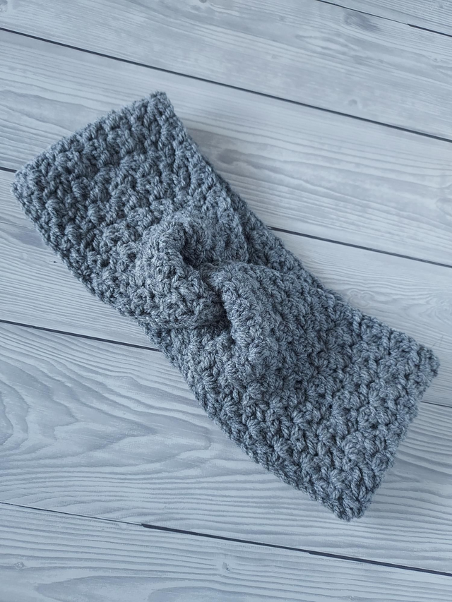 Grey Crochet Ear Warmer, Earwarmers, Crochet Headband, Knit Headband, Adult Earwarmer Size Medium Adult