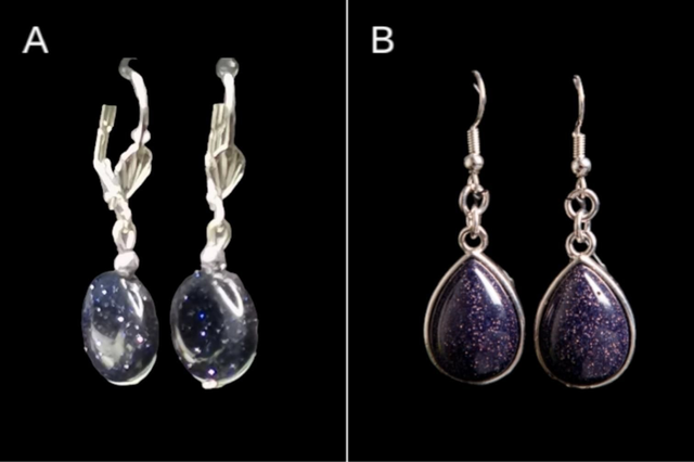 Boucles d&#039;oreilles pierre de soleil bleu 