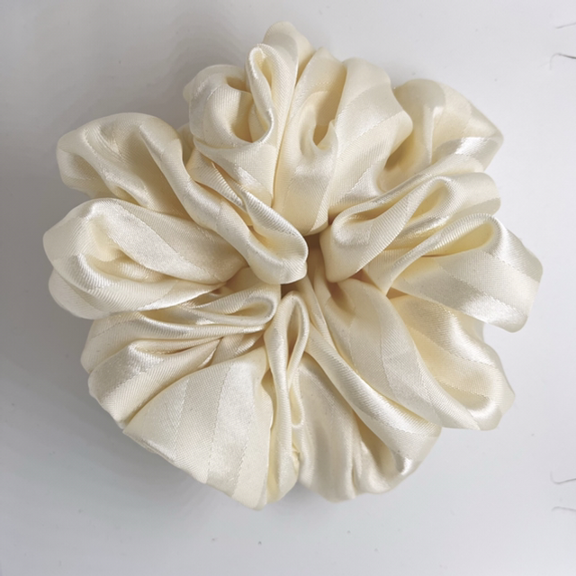 Cream striped Satin Scrunchie
