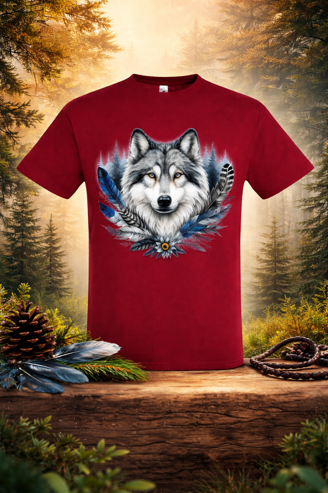🐺 T-shirt Homme Rouge - Âme sauvage 