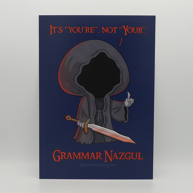 SIGNED A4 Art Print - Grammar Nazgul - fantasy movie, Grammar, Rechtsschreibung