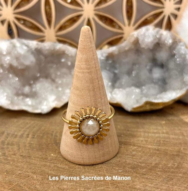 Bague Jade Blanc ajustable 