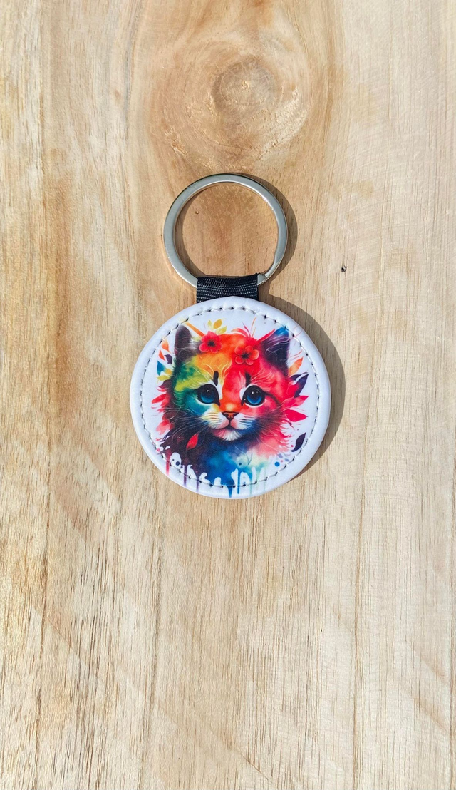 Porte clé Chat coloré