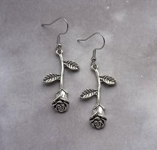 Long Stemmed Rose Earrings