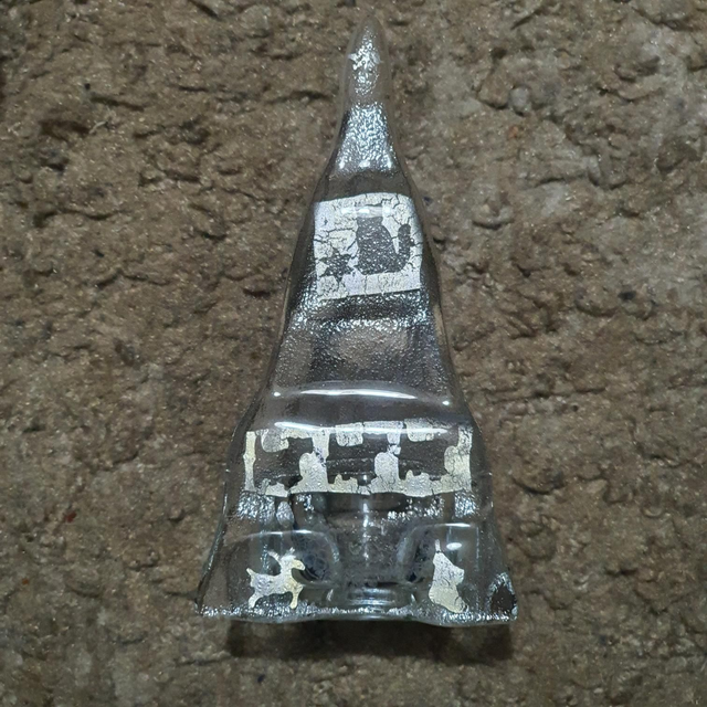 Medium Glass Xmas tree tealights - silver cat and dog design