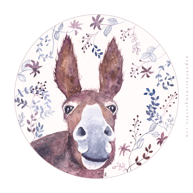 Carte postale Ane (médaillon)