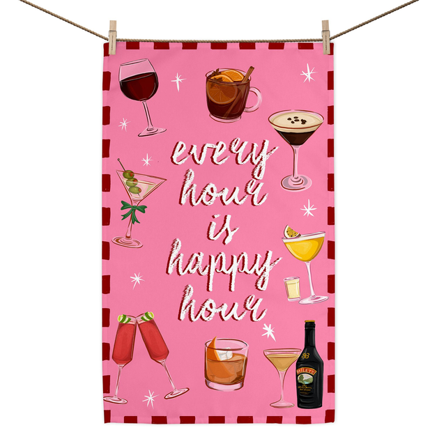Every Hour Is Happy Hour Tea Towel