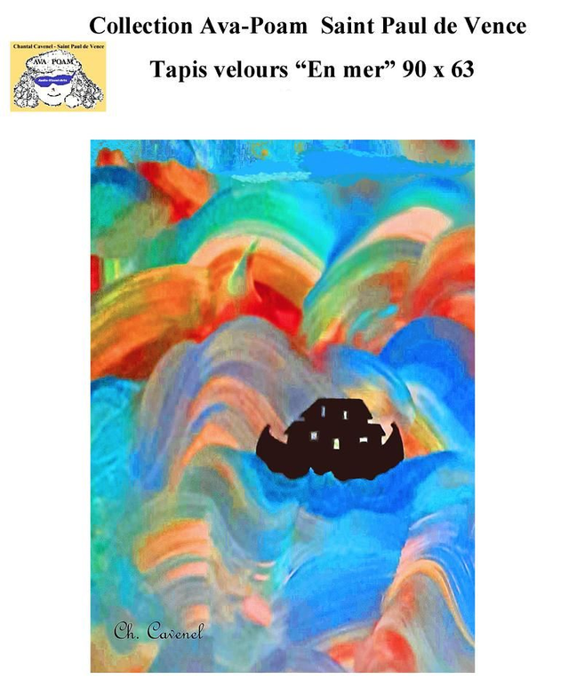 Tapis velours "En mer"  90 x 63 cm 