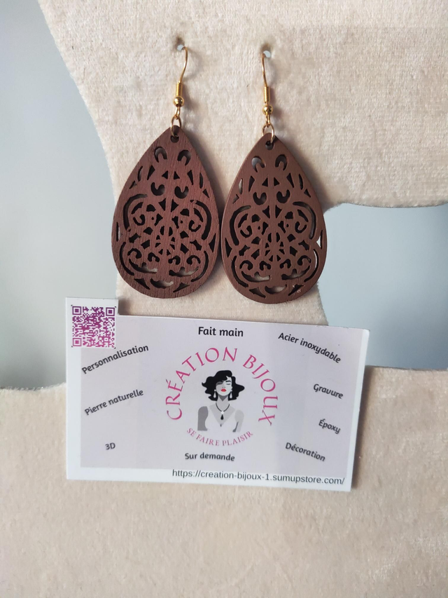 Boucle d'oreille bois 