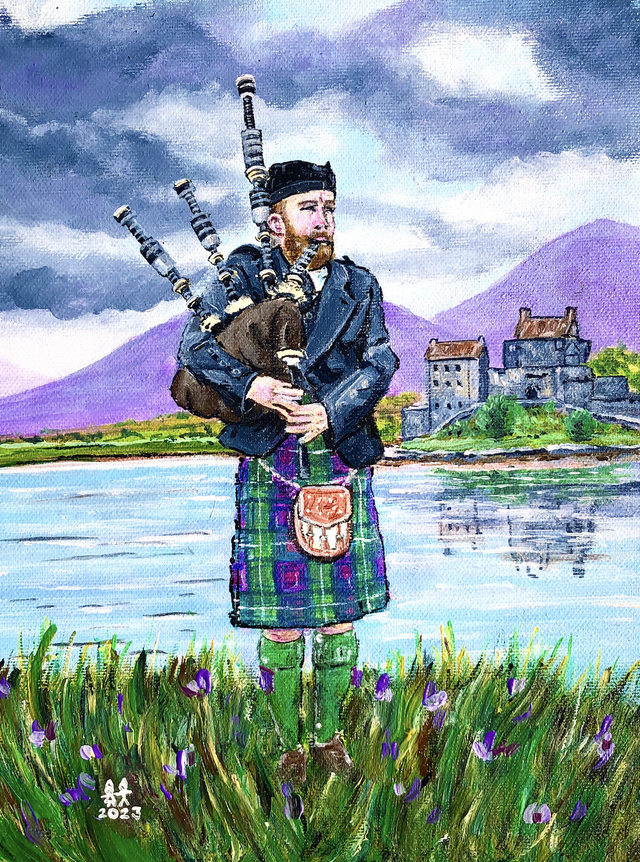 X4 Prints - Isle of Skye Tartan Piper 8"x10" (£7.50 per unit)