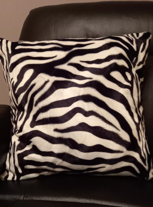Zebra print 18" cushion Soft touch fur 