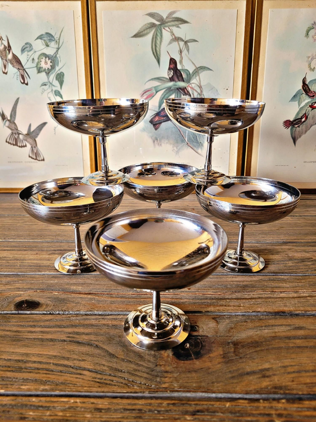 X Larges coupes à glaces vintage Letang Rémy, inox 18/10 France