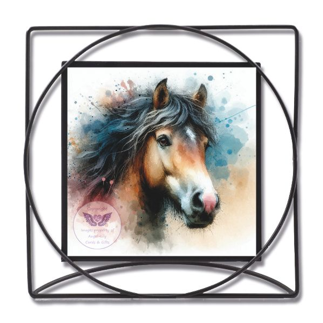 Artistic print of a pony in square frame (H04)