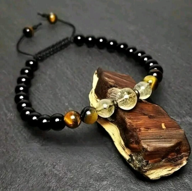 Bracelet "protection" en Tourmaline noire et oeil de tigre - 6mm